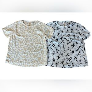 A New Day Lot of 2 Short Sleeve Flowy Boho Print Lightweight Tops Sz S